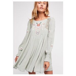 Free People Mohave Embroidered Mint Dress